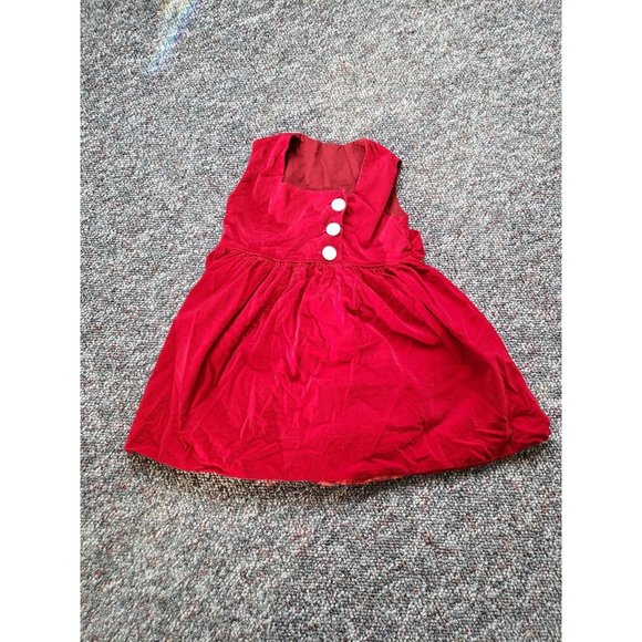 60s/70s Girls Red Velvet Dress - Picture 1 of 4